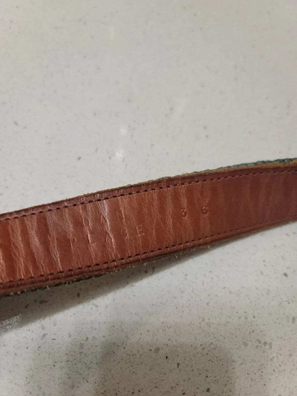 Dan Place Golf Belt Mens Size 36 Needlepoint Golf Theme Brass Buckle Made USA Br